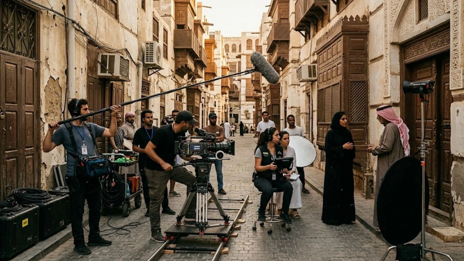 Film production at Al-Balad in Jeddah, Saudi Arabia.