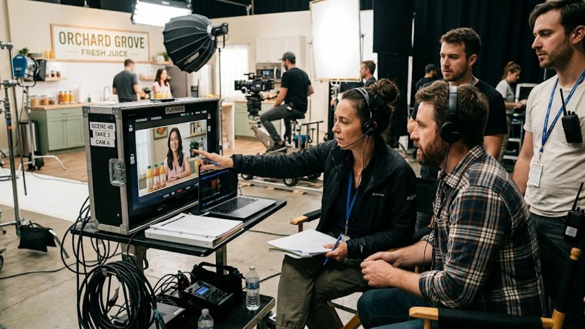 Production team filming a commercial in Saudi Arabia.