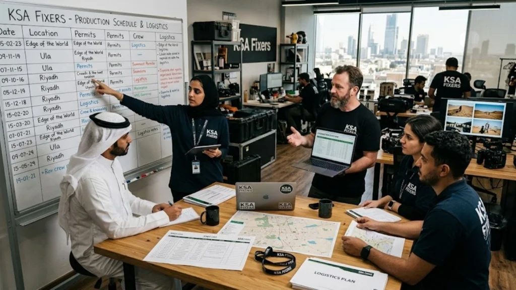 KSA Fixers managing pre-production planning in Saudi Arabia.